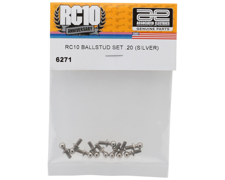 Team Associated ASC6271 RC10 Ballstud Set .20, silver RC10T