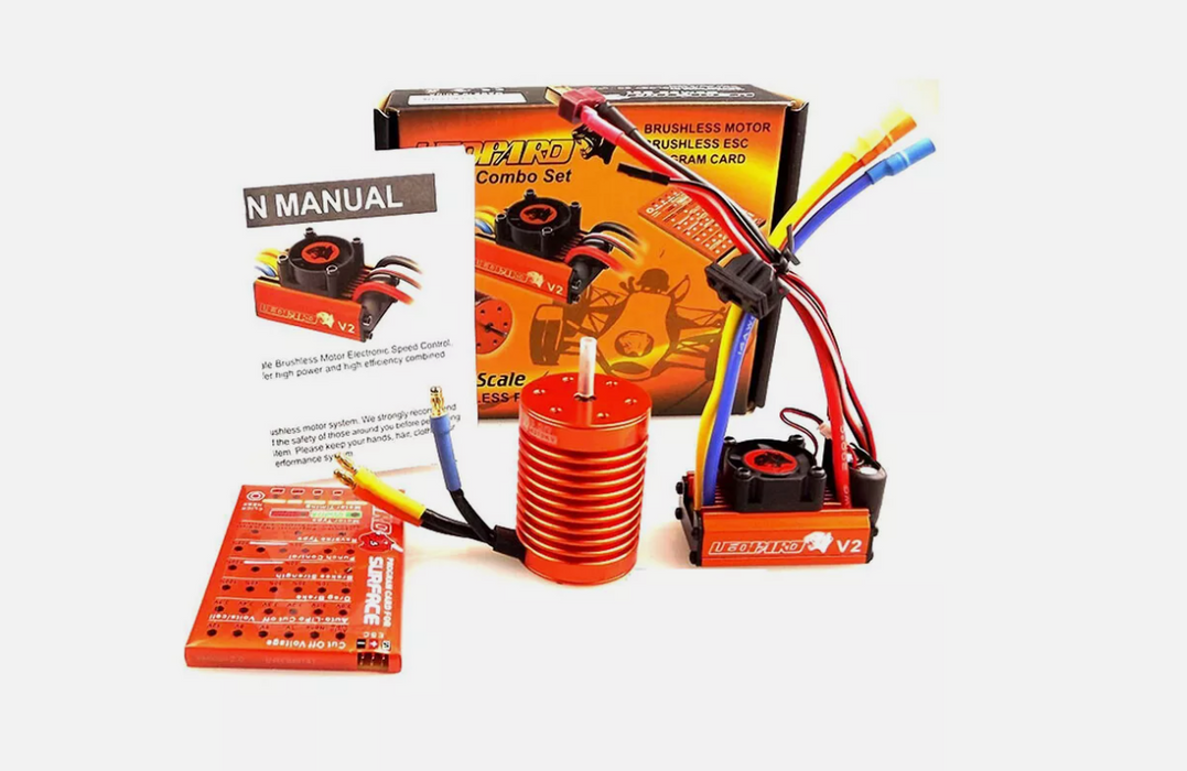 SkyRC Leopard 1/10 Brushless Motor ESC Combo Program Card 60A V2 3300KV 12T SK-300042-04