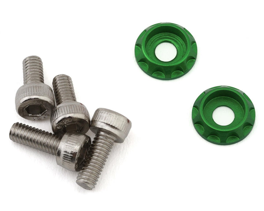 Team Brood BRO-TBR-6061MWKITG 3mm 6061 Aluminum Heatsink Motor Washers w/Screws (Green)