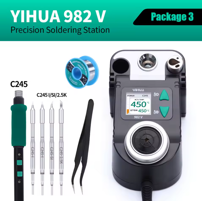 WORC YIHUA 982-V Precision Solder Station with Fast Heating Micro Fine Tip C210 Soldering Iron Remote Control Handle with Solder and optional Tips