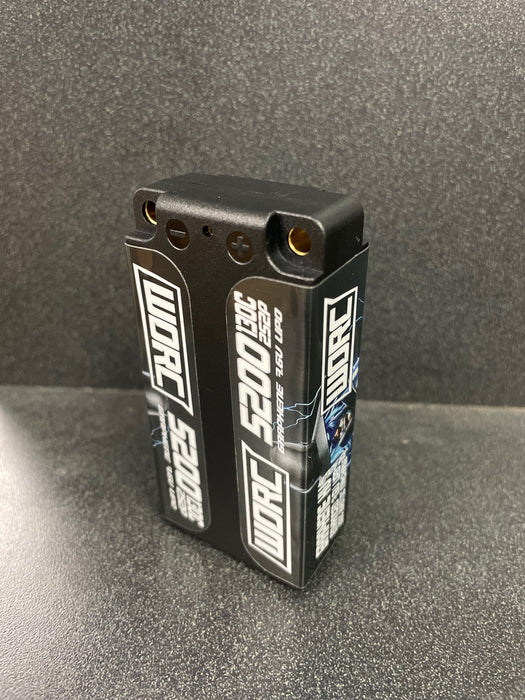 WORC WRC52130-2S2P5MM 7.6V 5200mAh 130C Hardcase Shorty Lipo 2S2P Graphene HV Battery 5mm Bullet