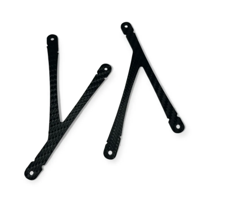 TP3D TP3-CF-YBRACE Carbon Plastic "y" Rear Late Model Body Brace Set w/ Black Rivets