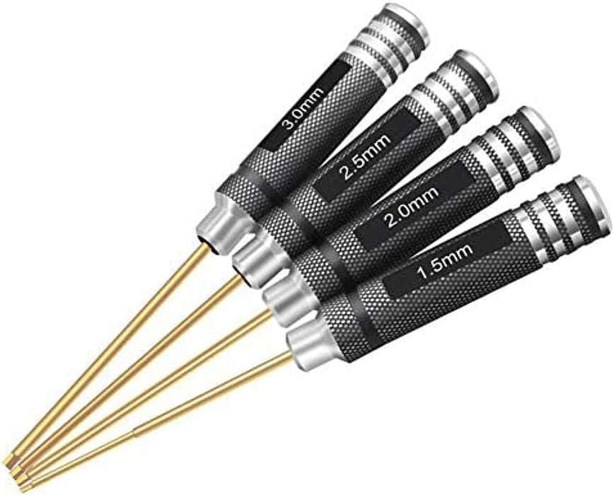 WRC4PCMHEXDRVR 4pcs 1.5mm 2.0mm 2.5mm 3.0mm Hex Screw Driver Set RC Hex Driver Set Titanium