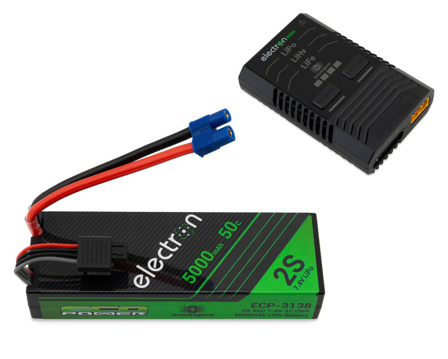 EcoPower ECP-1011 Intelligent 2S 5000mAh EC3 LiPo Battery/"Electron Mini" Charger Bundle (ARRMA™/Axial™/Losi™ & Other 1/10 vehicles)