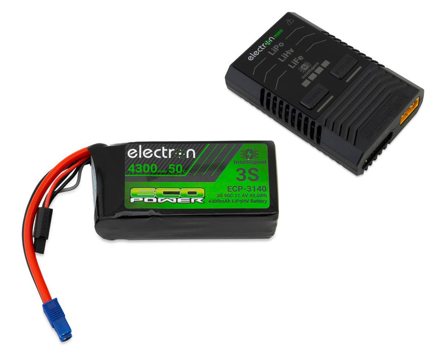 EcoPower ECP-1012 Intelligent 3S HV 4300mAh EC3 LiPo Battery/"Electron Mini" Charger Bundle (Axial™ 1/10 & Other Crawlers)