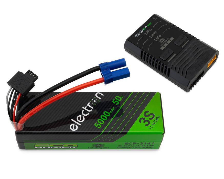 EcoPower ECP-1013 Intelligent 3S 5000mAh EC5 LiPo Battery/"Electron Mini" Charger Bundle (Arrma™/Losi™ 3S vehicles & SCX6)