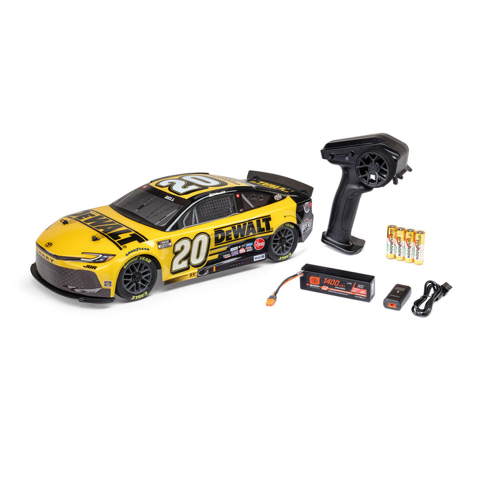 LOSI LOS1122520 1/12 NASCAR RC Racecar Christopher Bell® #20® 2025 DEWALT Toyota Camry XSE 2S AWD RTR Brushed On-Road (Battery & Charger Included), Yellow