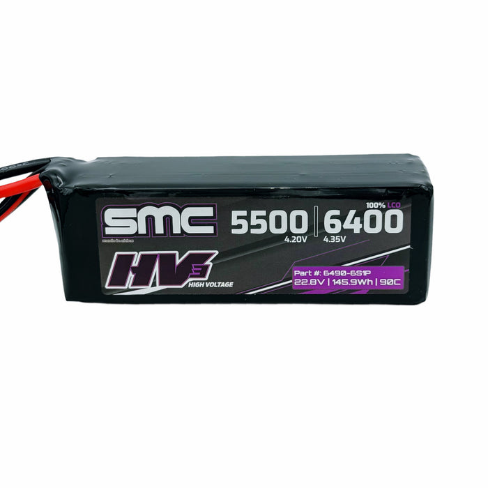 SMC HV3 Flight 22.8V 6S 6400mAh 90C HV Lipo Battery EC5 IC5 Connector High Voltage 22.2v 6490-6S1P
