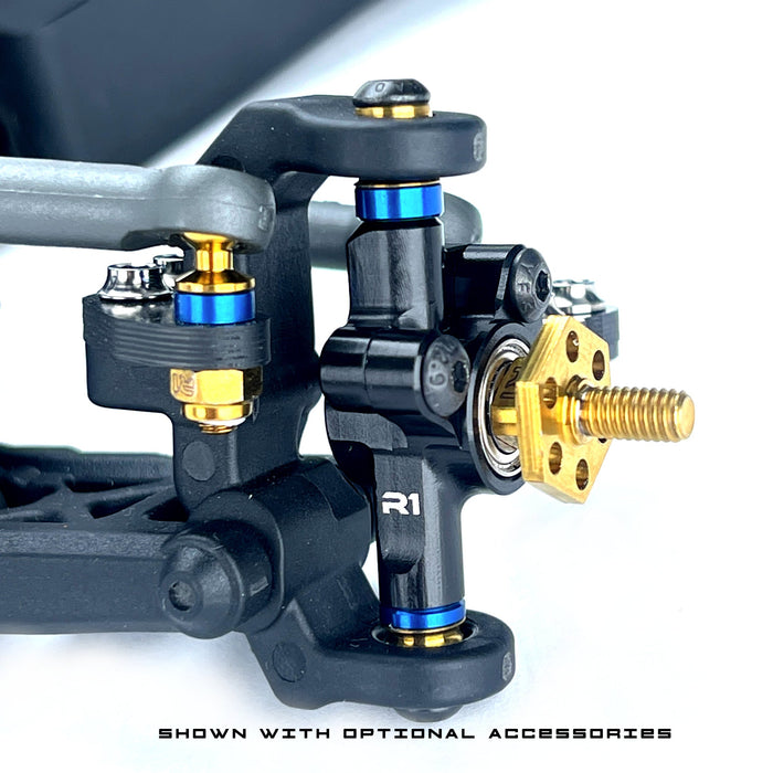 R1 WURKS R1-900089 Associated B7 Adjustable KPI Steering Block Set Black Aluminum