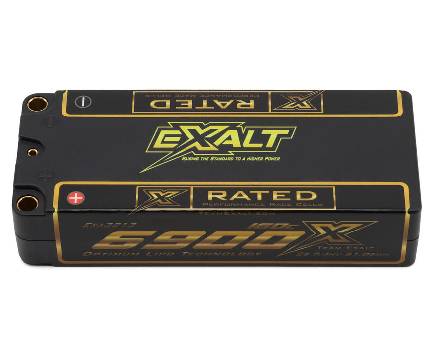 Team Exalt X-Rated 7.4V 6900mAh 2S 160C Mid Length Shorty LiPo Battery 5mm Connectors EXA3213