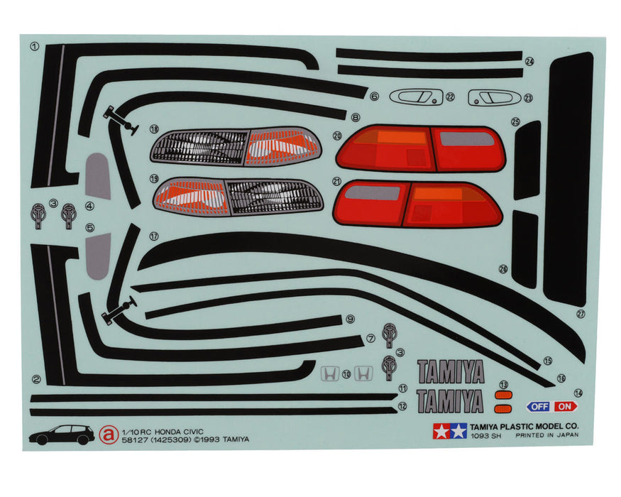 Tamiya Castrol Honda Civic VTi Body Set CLEAR TAM51421 UNPAINTED