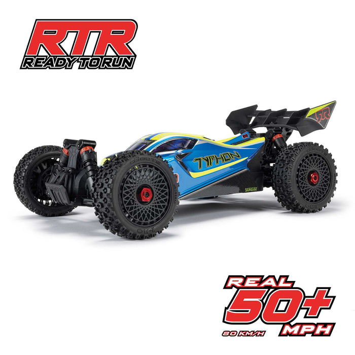ARRMA 1/8 TYPHON 223S DSC 4X4 RTR Brushless Buggy, Blue ARA4306V4T4