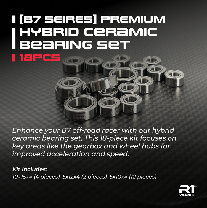 R1WURKS (B7 Series) Premium Hybrid Ceramic Bearing Set 18PCS R1-900040