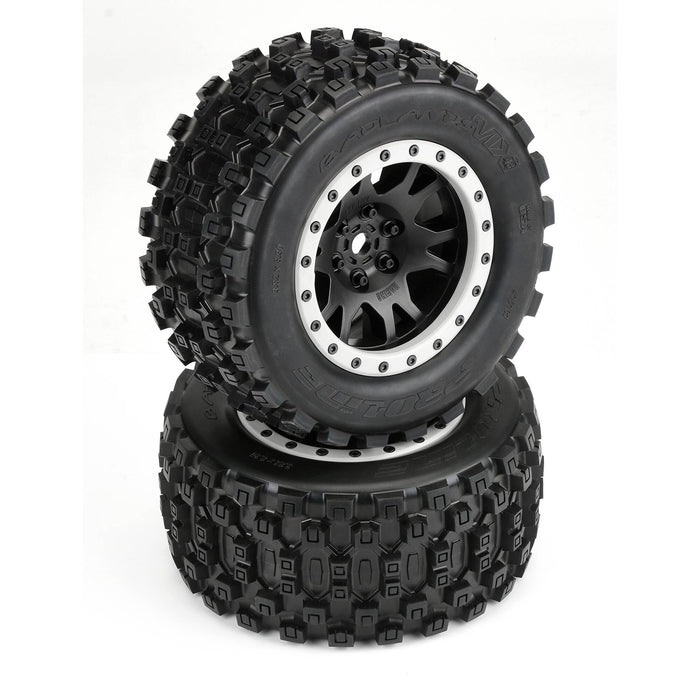 Proline PRO1013113 1/5 Badlands Tires MX43 Pro-Loc X-MAXX XRT Mounted 24mm Black / Gray Impulse Wheels (2)