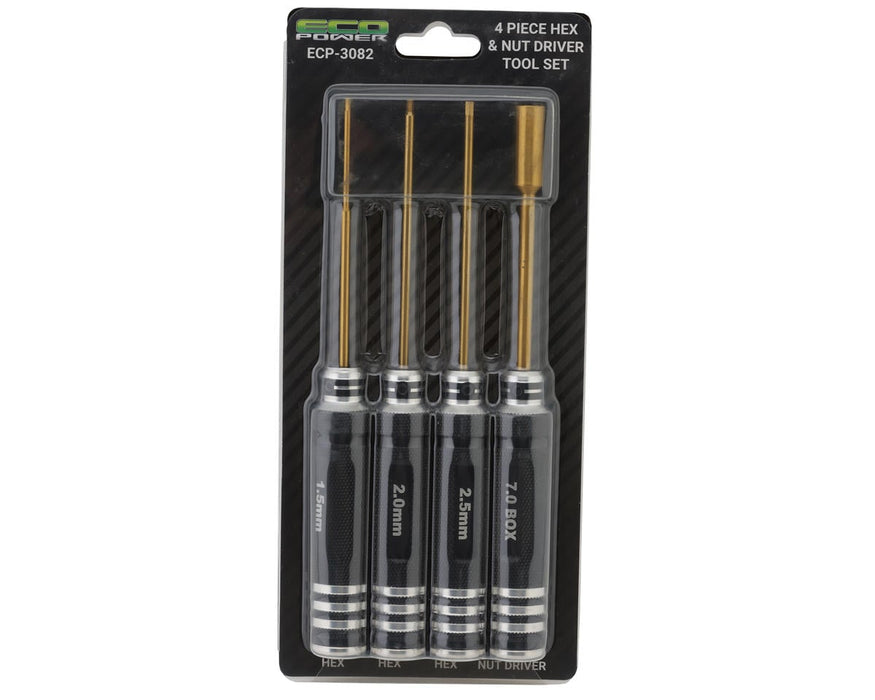 EcoPower 4-Piece Metric Hex & Nut Driver Tool Set (1.5, 2.0, 2.5mm/7mm) ECP-3082