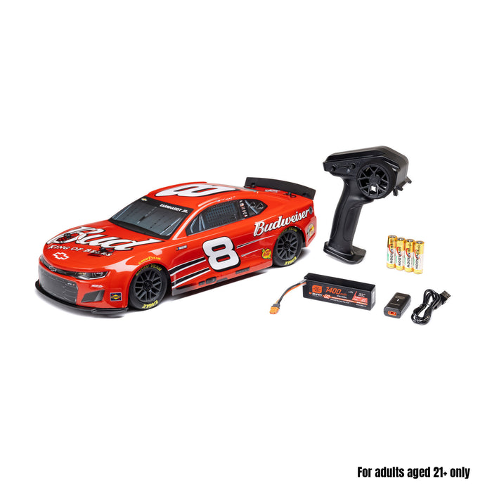 LOSI 1/12 NASCAR RC Race Car Dale Earnhardt Jr. No. 8 Budweiser Chevrolet ZL1 2S AWD RTR Brushed On-Road (Battery & Charger Included), Red LOSF1122508