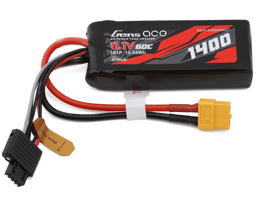 Gens Ace GEA143S60X6GT G-Tech Smart 3S LiPo Battery 60C 11.1V 1400mAh XT60 Connector Mini / XRT Maxx
