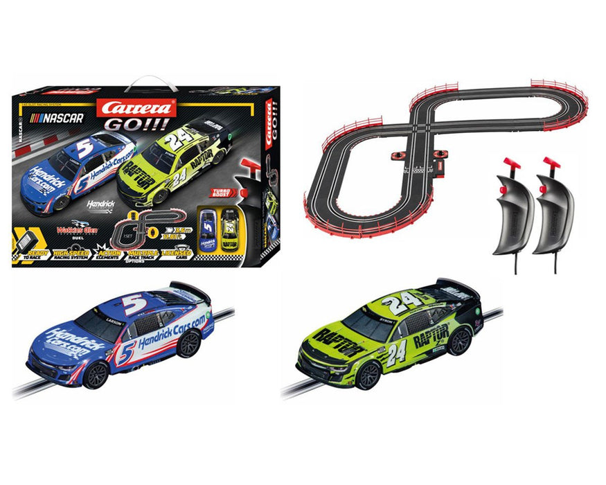 Carrera GO!!! CCN62583 Nascar Watkins Glen Duel Electric 1/43 Slot Car Racing Track Set w/Camaro NextGen ZL1 "Hendrick Motorsports" Cars
