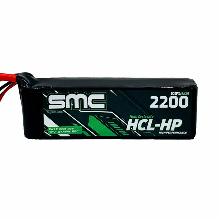 SMC HCL-HP 11.1V 3S 2200mAh 80C Lipo Battery Flight Pack 2280-3S1P EC3 IC3 Connector