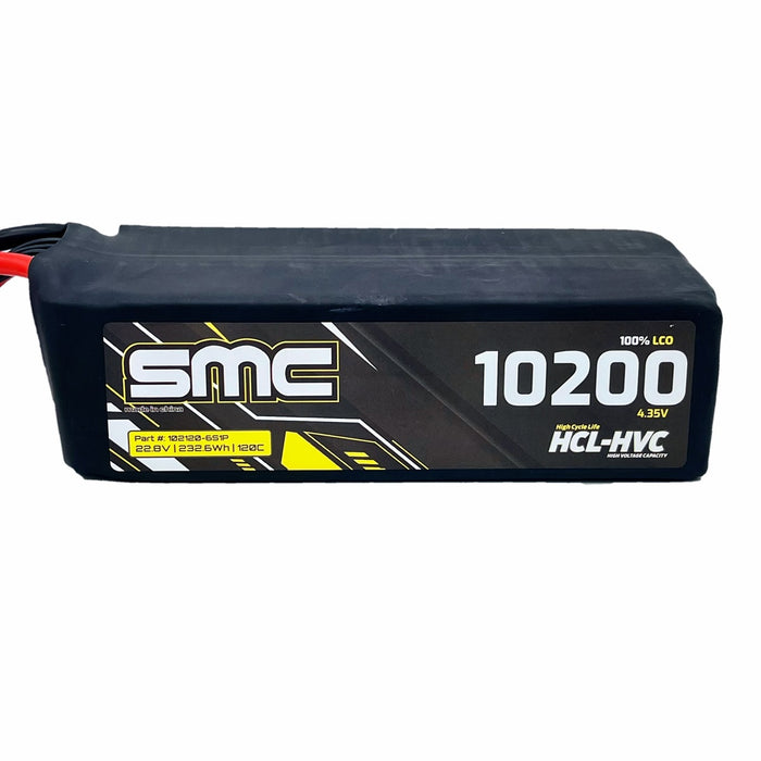 SMC 102120-6S1P HCL-HVC 22.8V 10200mAh 120C 6s LiHv High Voltage EC5 Lipo Battery soft case w/ G10 Protection Plates