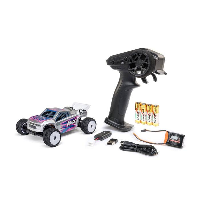 LOSI LOS-1392T2 1/28 Micro-T 2S 2WD RTR Stadium Truck (Battery & Charger Included), Silver TLR