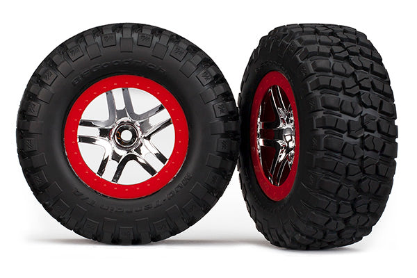 Traxxas TRA5877R 2WD FRONT SCT Chrome & Red Wheels S1 Compound BFG Tires (2) 12mm