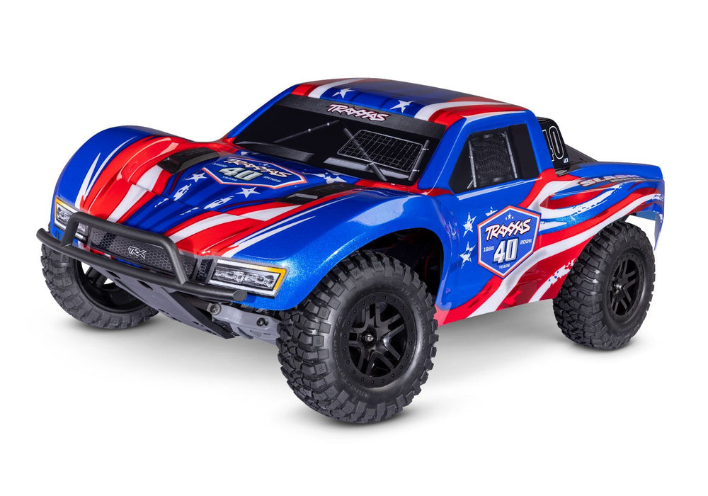 Traxxas 58434-4 40th Slash 2WD VX3 Brushless HD 1/10 Scale Short Course Truck LCG Clipless body Anniversary Red White Blue - NO Battery & Charger