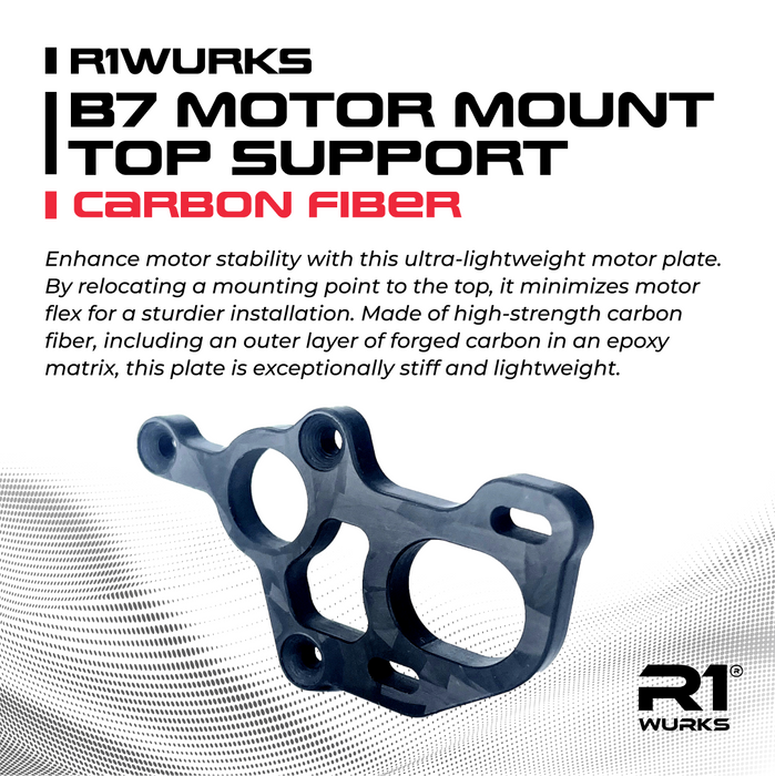 R1 WURKS R1-900079C Associated B7 Series Motor Mount, Top Support, Carbon Fiber