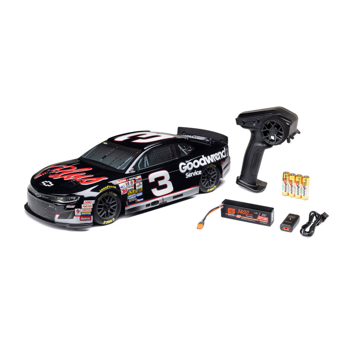 LOSI 1/12 NASCAR RC Race Car RCR Dale Earnhardt 3 GM Goodwrench Chevrolet ZL1 2S AWD RTR Brushed On-Road (Battery & Charger Included), Black LOSF1122503