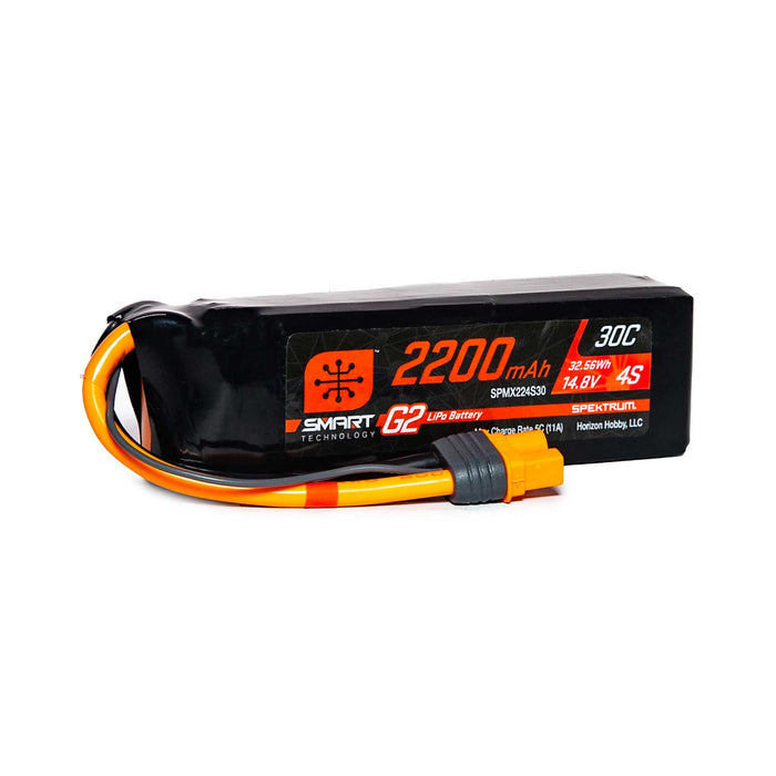 Spektrum SPMX224S30 14.8V 2200mAh 4S 30C Smart G2 LiPo Battery: IC3
