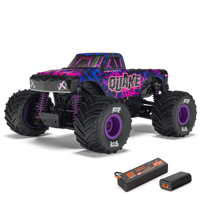ARRMA ARA2137T2 1/16 QUAKE GROM 4X4 RTR Brushed Monster Truck (Battery & Charger Included), Purple