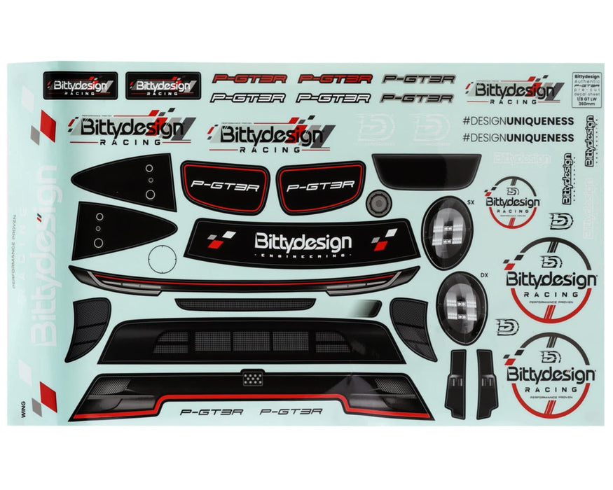 Bittydesign BDYGT8-PGT3RLWH P-GT3R 1/8 On-Road GT Body (Clear) (360mm Wheelbase) (1.5mm)