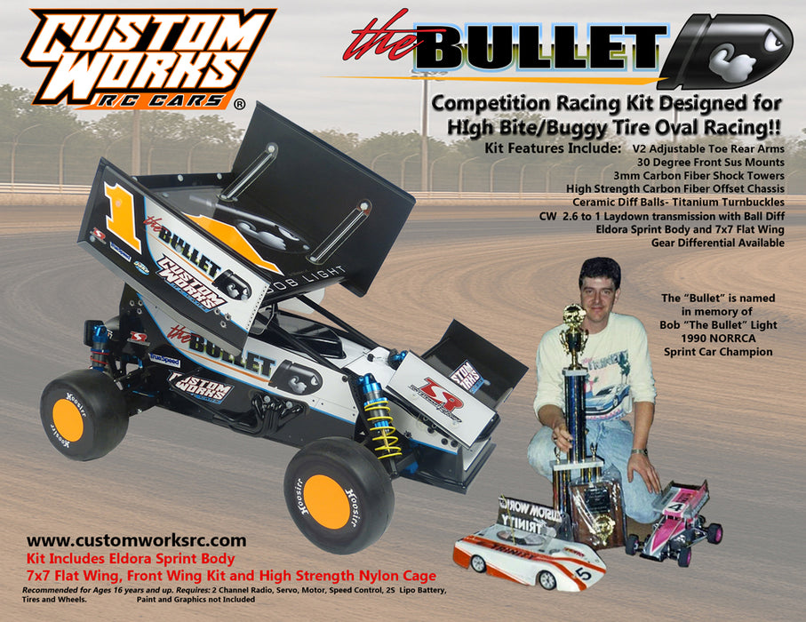 Custom Works CW0740 OUTLAW 5 BULLET SPRINT CAR KIT Rubber Tire Transmission OFFSET Chassis