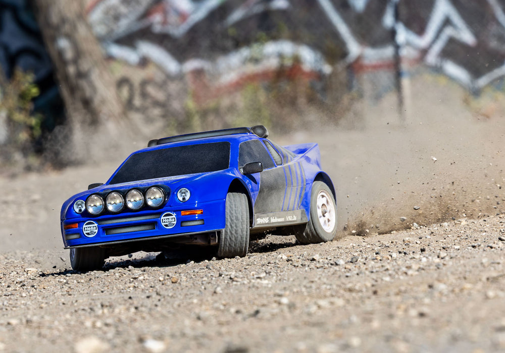 TRAXXAS TRA108046-1-BLUE Mini Rally VXL Ford RS200 BLUE car Ready-To-Race®, with TQi™ 2.4 GHz radio system with TSM®, and Velineon® VXL-3s™ brushless power system