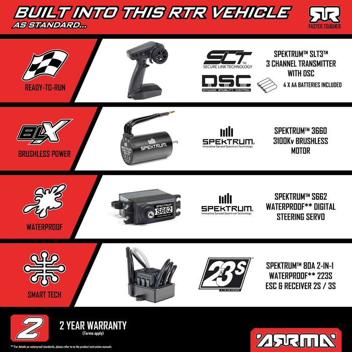 ARRMA 1/8 TYPHON 223S DSC 4X4 RTR Brushless Buggy, Blue ARA4306V4T4