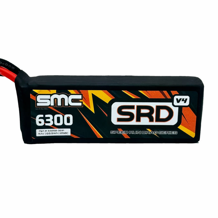 SMC 63250-3S1PV4 11.1V SRD-V4 6300mAh 3S 250C QS8 Connector Soft case Drag LIPO BATTERY Racing pack