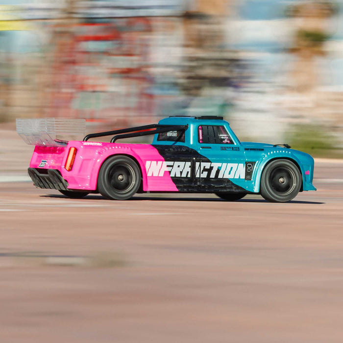 ARRMA 1/8 INFRACTION 223S DSC 4X4 RTR Brushless All-Road Street Bash Truck, Teal / Pink ARA4315V4T3
