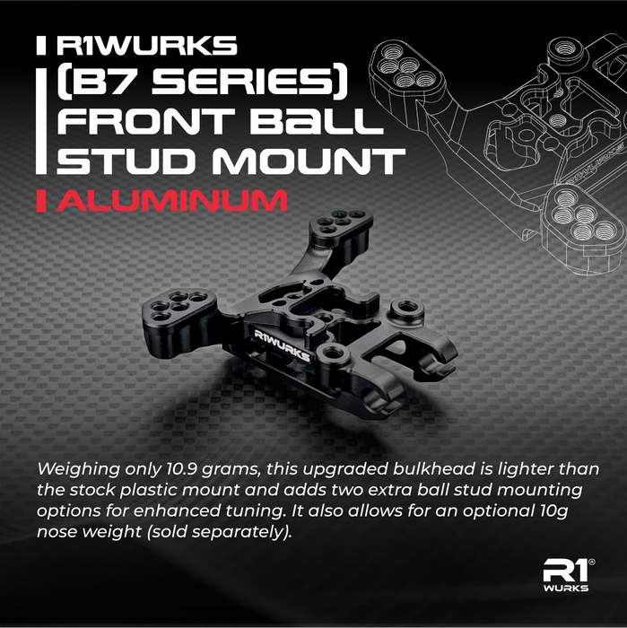R1 WURKS R1-900097 Associated B7 Series Front Ball Stud Mount, Aluminum