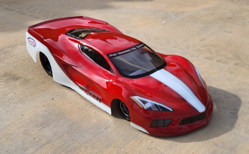 Racer RC by Andy’s C8 ZO6 Corvette Body w/ Protective Film .040 CLEAR Drag SCT Street Eliminator NPRC Outlaw