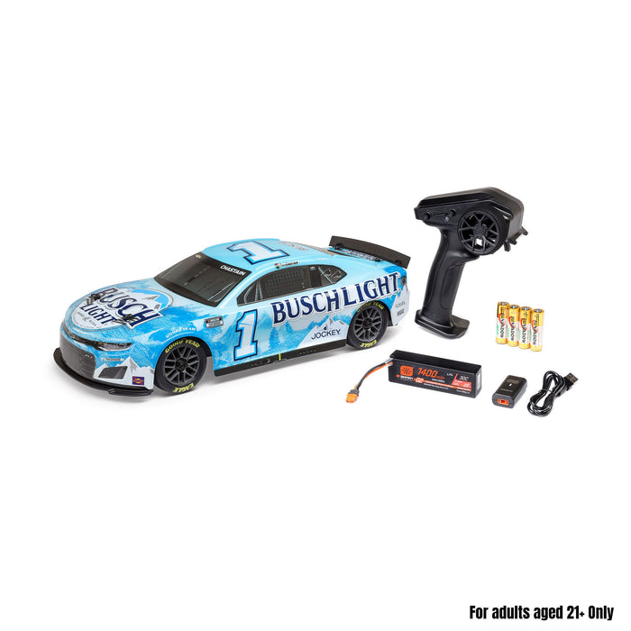 LOSI LOS1122501 1/12 NASCAR RC Race Car Ross Chastain No. 1 2025 Busch Light Chevrolet ZL1 2S AWD RTR Brushed On-Road (Battery & Charger Included), Blue