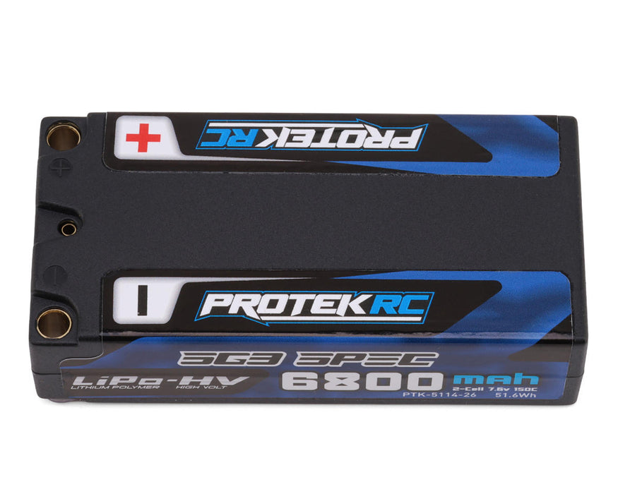 ProTek RC 2S 150C Low IR SG3 HV Shorty LiPo Battery (7.6V/6800mAh) w/5mm Connectors (ROAR Approved) PTK-5114-26