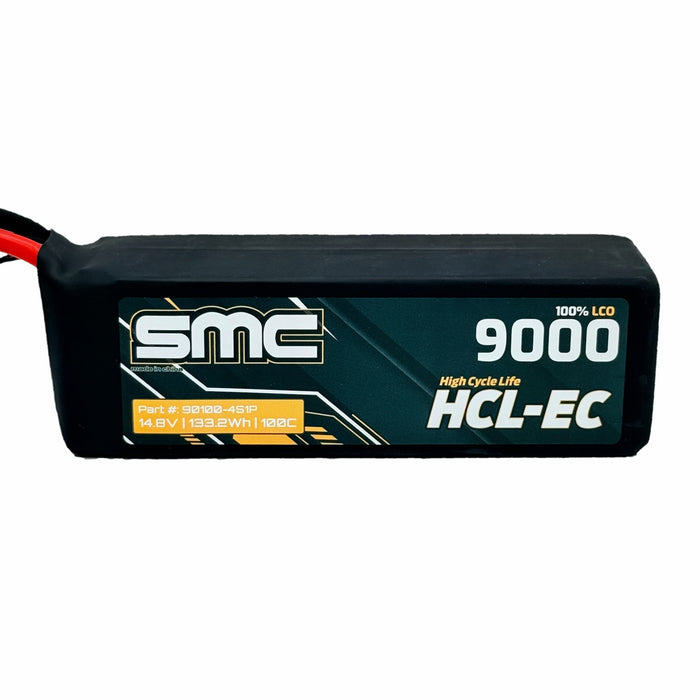 SMC 90100-4S1PL HCL-EC 14.8V 9000mAh 100C Lipo Battery TRX Traxxas Connector Long G10 Protection Plates