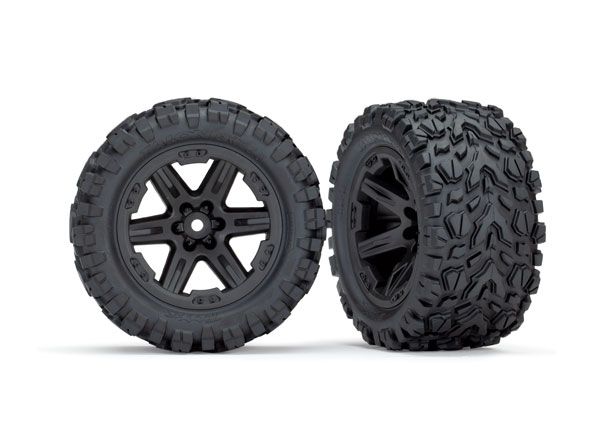 Traxxas TRA6774 RXT 2.8" Black Wheels & Talon EXT Tires (2) RUSTLER