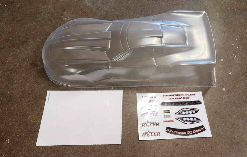 Racer RC by Andy’s LS23W Corvette Wide Body w/ Protective Film .040 CLEAR Drag SCT Street Eliminator NPRC Outlaw