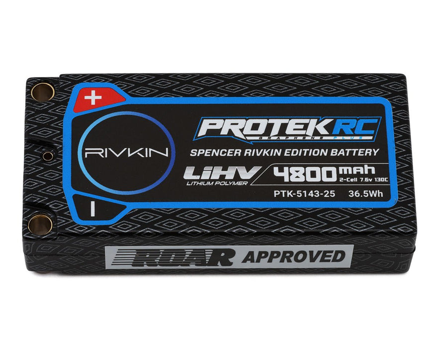 ProTek RC PTK-5143-25 Spencer Rivkin 2S 130C Si-Graphene HV LCG Shorty LiPo Battery 7.6V 4800mAh 5mm Connectors (ROAR Approved)