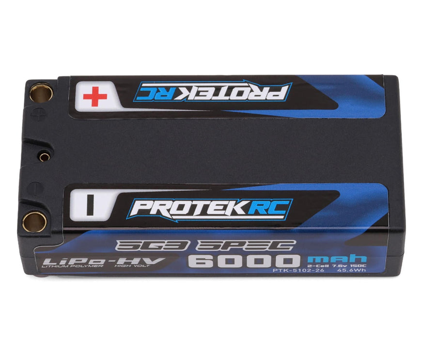 ProTek RC 2S 150C Low IR SG3 HV Shorty LiPo Battery (7.6V/6000mAh) w/5mm Connectors (ROAR Approved) PTK-5102-26