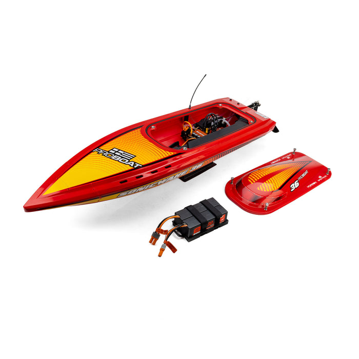 Pro Boat Sonicwake 36" V3 Self-Righting RTR V-Hull Brushless Boat RED 60mpg 8S w/Spektrum SLT3 2.4GHz Radio PRB-2171T2