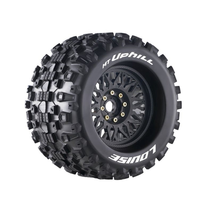 Louise RC MT-Uphill Sport 1/8 Monster Truck Tires, 0" & 1/2" Offset, 17mm Removable Hex, on Black Rim (2) LOULT3219X