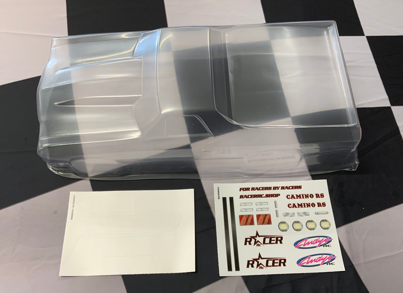 Racer RC by Andy’s Chevy El Camino Body w/ Protective Film .040 CLEAR Drag SCT Real Street Eliminator NPRC