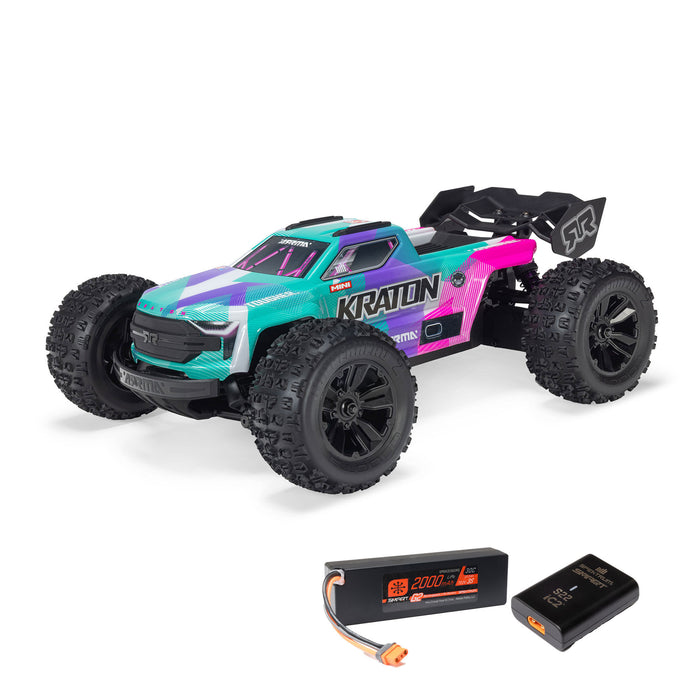 ARRMA ARA2508ST2 1/16 MINI KRATON 3S DSC 4X4 RTR Brushless Speed Truck (3S Battery & Charger Included) , Teal / Pink